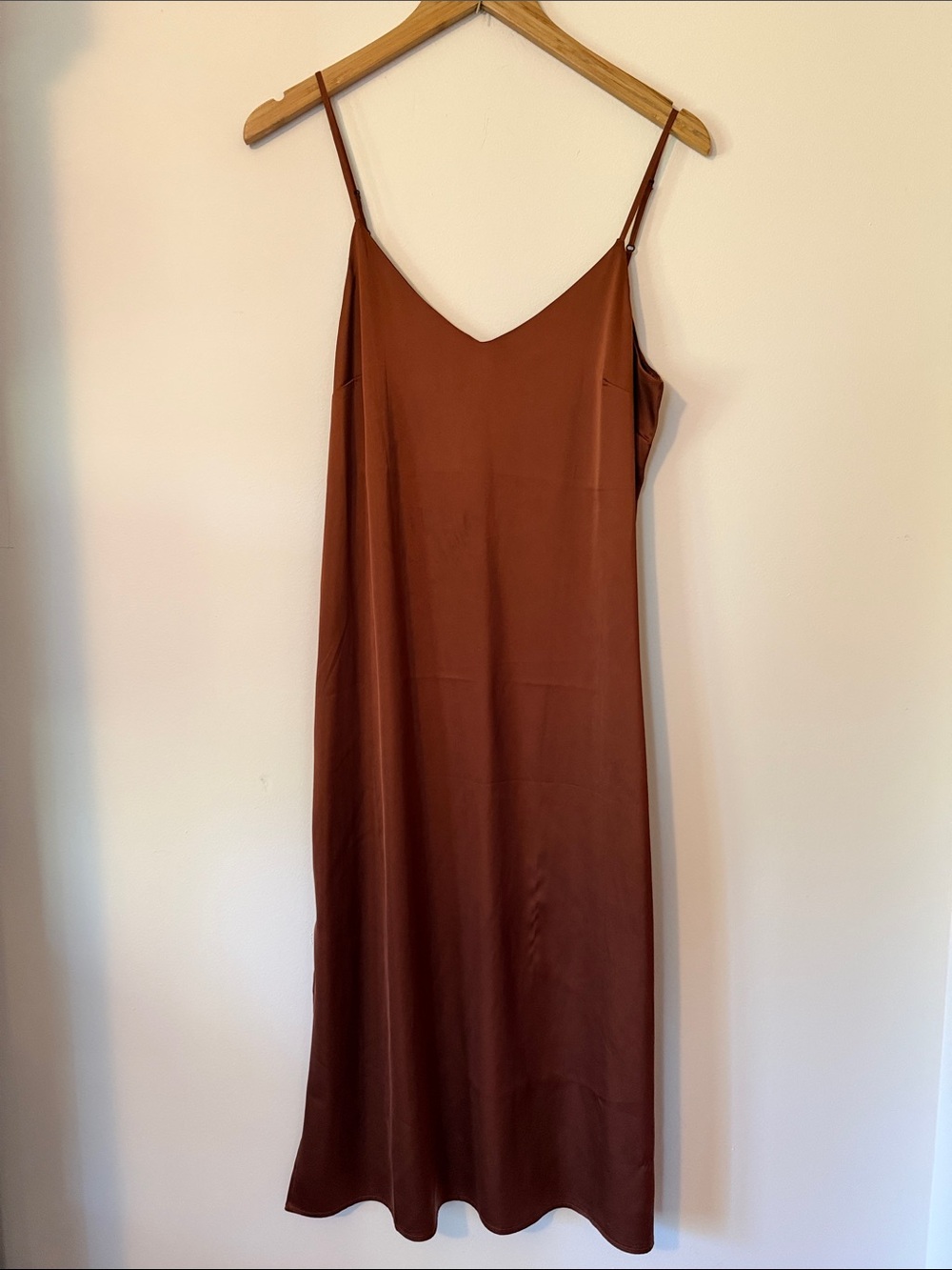 Satin Slip Chemise in Rust Brown